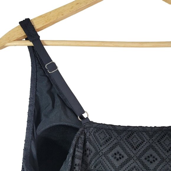 A&H Sportswear Swim Dress Black Plus 22W Crochet Adj Padded One Piece Swimsuit - Picture 4 of 9